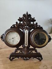 Ancienne HORLOGE / THERMOMETRE / BAROMETRE à poser en métal 🍒