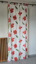 paire de rideaux écru motifs coquelicots 250 X 132