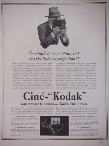 Publicité 1928 ciné kodak - publicitÉ,