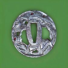 tsuba Wakizashi Sukashi Japon période edo motif  Décor Feuillage 1600/1700