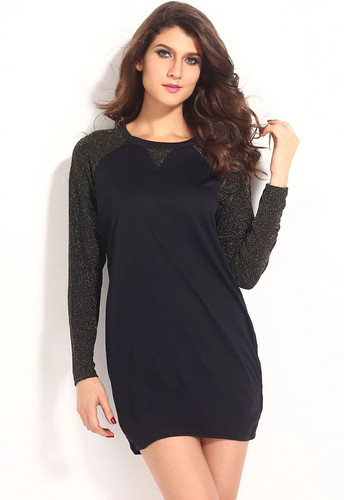Women metallic sleeves - women's, black