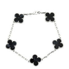 Van Cleef & Arpels - Vintage Alhambra - Bracelet en or gris et obsidienne