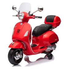 Scooter Électrique Pour Enfants Vespa Piaggio GTS Super Rouge 12V Coffre MP3
