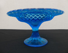 Coupe à Fruits /Compotier en verre pressé  moulé Bleu