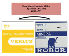 Verre de montre minéral bombé "MSE" Ø180 à 395 Ep 1,1/1,2 mm VERLUX ROBUR