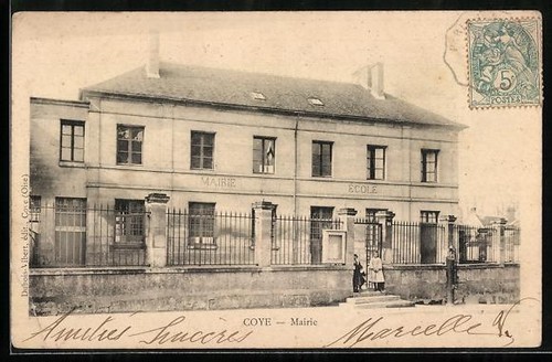 Cpa coye mairie école - coye,,