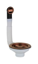 Bonde à panier universelle pour évier cuisine Ø 114 mm avec trop-plein en cuivre