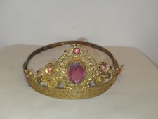 ANCIENNE COURONNE RELIGIEUSE/STATUE?/LA VIERGE/LAITON/CROWN/STRASS/DIADEME/H.7cm
