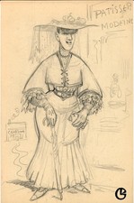 Georges Lacombe Nabis La Tentation (caricature) grand dessin crayon vers 1905