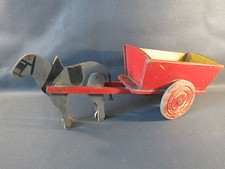 Ancienne petite carriole et ane jouet en bois ancien déco vintage antique toy