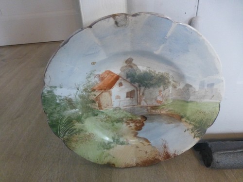 Ancienne assiette peinte - ancienne, ferme