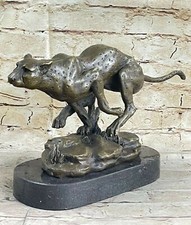 Fonte Miguel Lopez " Art Moderne Bronze Cougar Grand Chat Sculpture Figurine Art