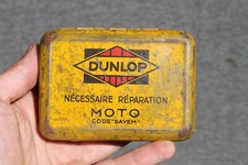 Ancienne Boite Tôle Lithographiée Dunlop Pneu Moto Sayem