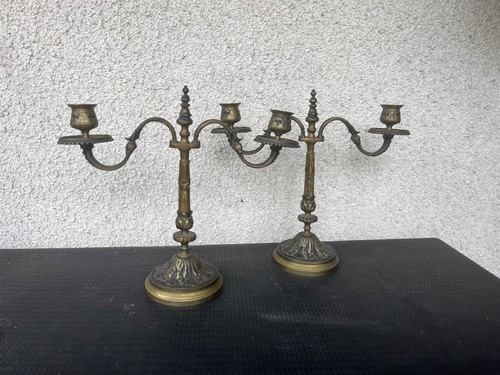 Paire bougeoirs anciens - de,
