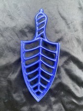 ANCIEN REPOSE FER À REPASSER EN FONTE ÉMAILLÉE TRIPATTE BLEU COBALTE