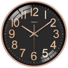Horloge Murale 30 cm Silencieuse sans Tic-Tac Noir et Doré - À Pile Quartz Pe...