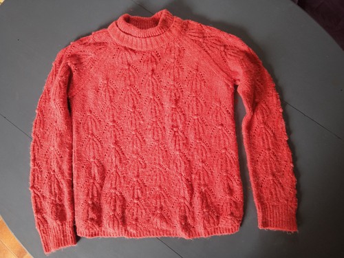 Pull rouge corail naf - pull,