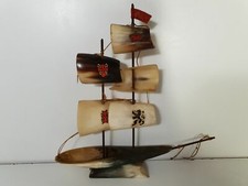 Bateau navire boat ancien vintage kitsch kitch corne vache fait main ANTWERPEN