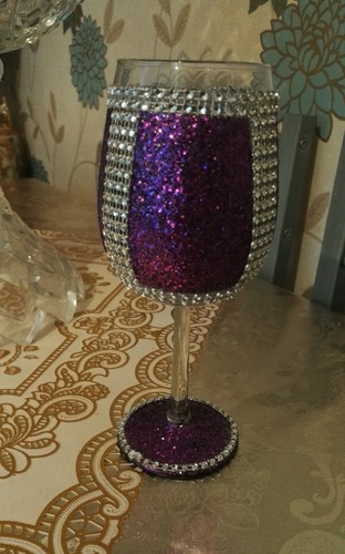 Verre vin strass pailleté - strass,