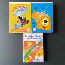 Lot 3 Livres Bibliothèque Mini Rose - Pollux - Mickey - Bisounours