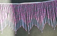 Frange de perle en verre blanche et rose