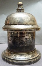 Sonnette de table HALPHEN en métal argenté 19e siècle cloche à remontoir