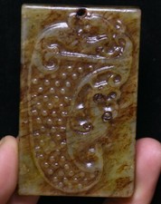 7CM Nartual Hetian Jade Dragon Troupes braves Yubi Yu Bi Amulet Pendentif