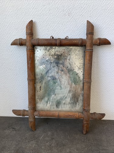 Ancien miroir barbier bambou - ancien,