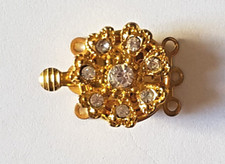 Fermoir en métal doré et cristal- collier/ bracelet de 3 rangs-diamètre 1,5cm