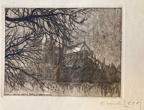 Emile leroi etching - leroi, pencil