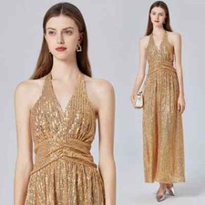 Robe Costume Élégant Long Or