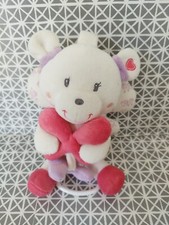Doudou ours  ailes de papillon rose blanc Pommette