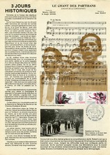 "LE CHANT DES PARTISANS" Partition originale 40ème anniversaire de la Libération