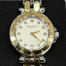 Montre PEQUIGNET EMILE MOOREA 7711318 lunette dorée acier inoxydable quartz p...