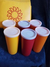 Tupperware Tumblers Harvest 6 With Seals And Padded Carry Bag. New cups glasses