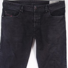 Hommes Diesel BUSTER Ajusté Tapered Élasthanne Noir Jeans W38 L34