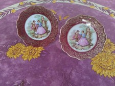 2 Assiettes Mini Décoratives Porcelaine de Limoges Fragonard R Leclair 10,5cm