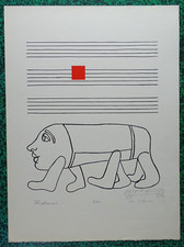 TAILLANDIER 1975 Lithographie musique partition dessin original signé Art Brut