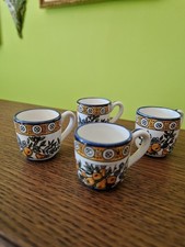 4 tasses pousse café digestif Faïence Gien décor Renaissance