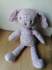 Doudou peluche lapin blanc jacadi fleurs liberty 