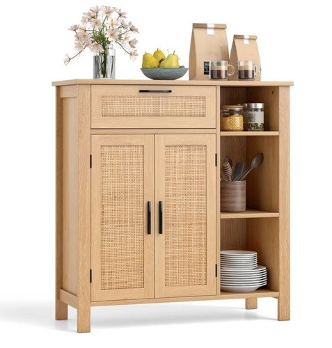 Buffet bois rotin - &, –