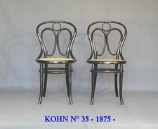 2 chaises bistrot KOHN N°35 Art nouveau -1875- cannage manuel neuf-no Thonet