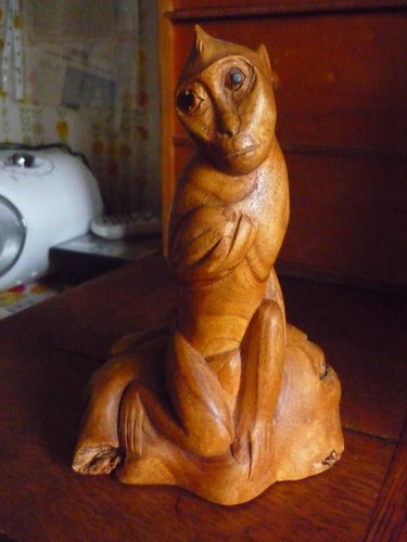 Sculpture bois singe - , sculpté