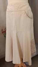 jupe beige mi longue clara collins style boheme dentelle taille 40