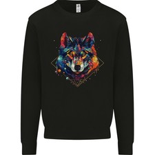 Sweat À Capuche Géométrique Loup Pour Enfants