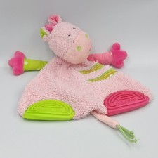 Doudou plat zèbre cheval rose