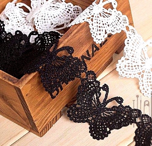 Ruban dentelle papillons - ruban,