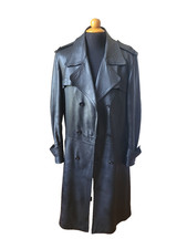Manteau trench en cuir homme Vintage 70 Man leather long trench T.54 size M/L