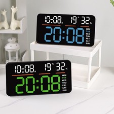 Horloge Murale Numérique LED avec Grand Affichage Double Alarme Chronomètre et