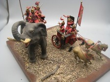PLOMB - DIORAMA -  J.LESELLIER  - TRES BEL ELEPHANT ET CHAR DE COMBAT